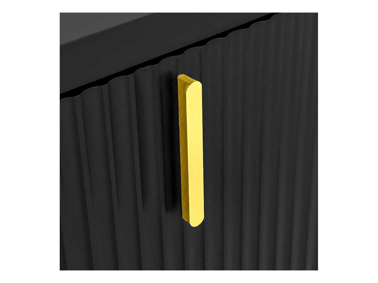 Buffet 140x80x38cm, avec 4 portes, poignées dorées et séparateurs réglables, design élégant, panneaux de particules, noir