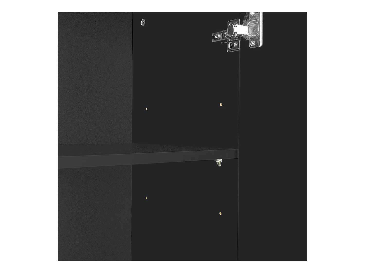 Buffet 140x80x38cm, avec 4 portes, poignées dorées et séparateurs réglables, design élégant, panneaux de particules, noir