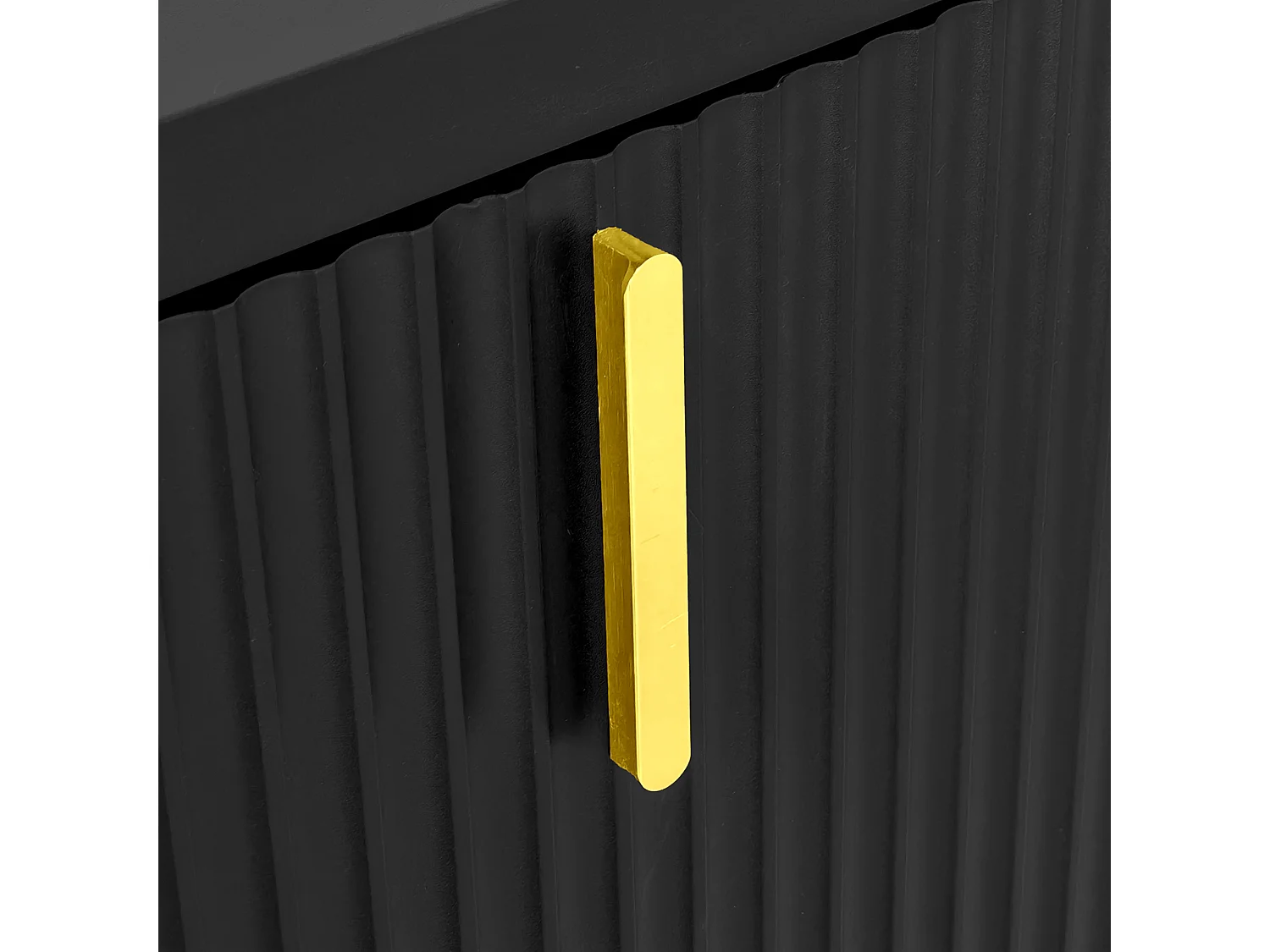 Credenza 140x80x38cm, con 4 ante, maniglie dorate e divisori regolabili, design elegante, pannello di particelle, nero