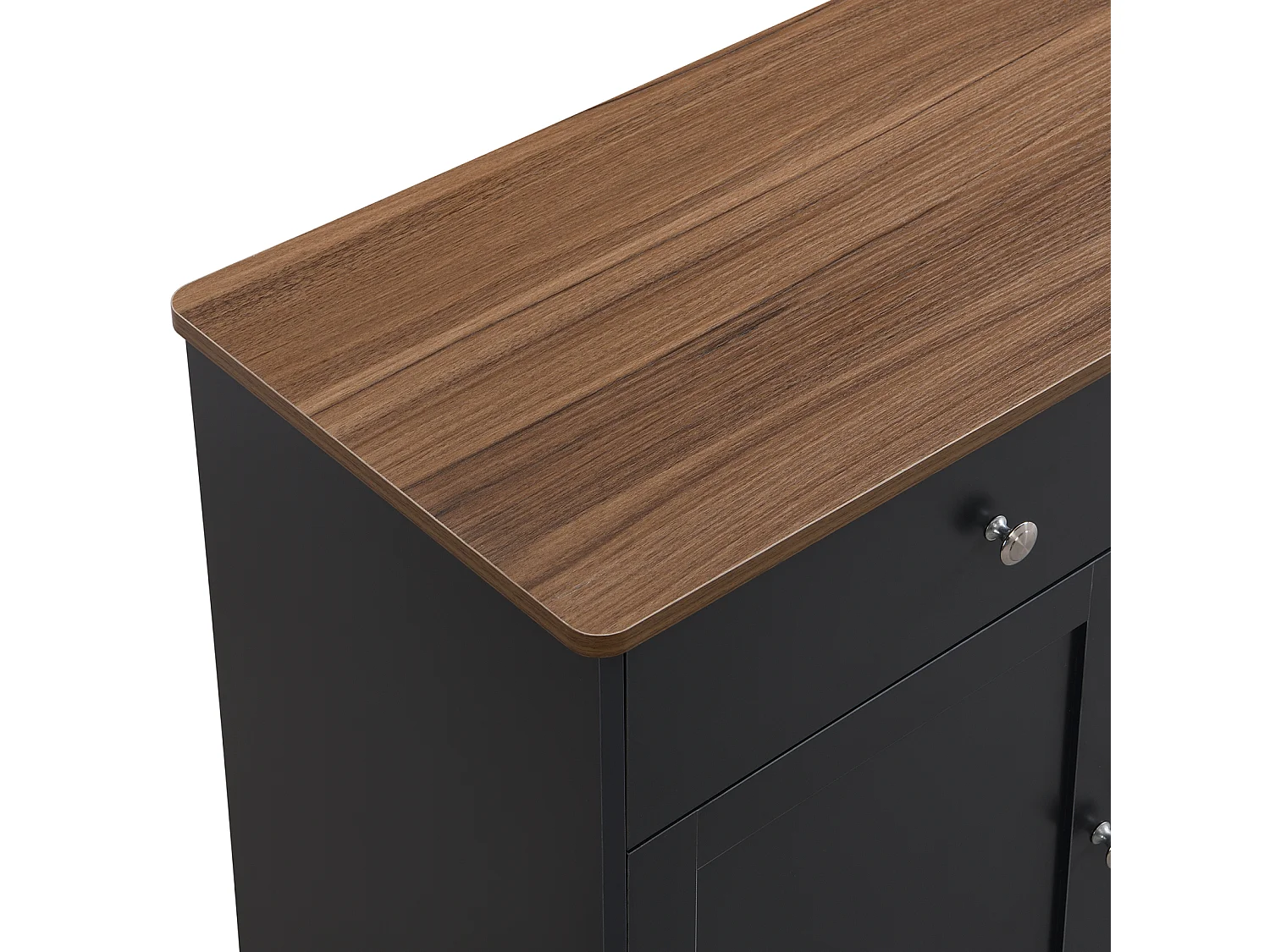 Aparador de madera veteada blanca 160 L x 37 W x 75 H - Aparador con 4 puertas y 3 cajones para sala, comedor - Color gris oscuro