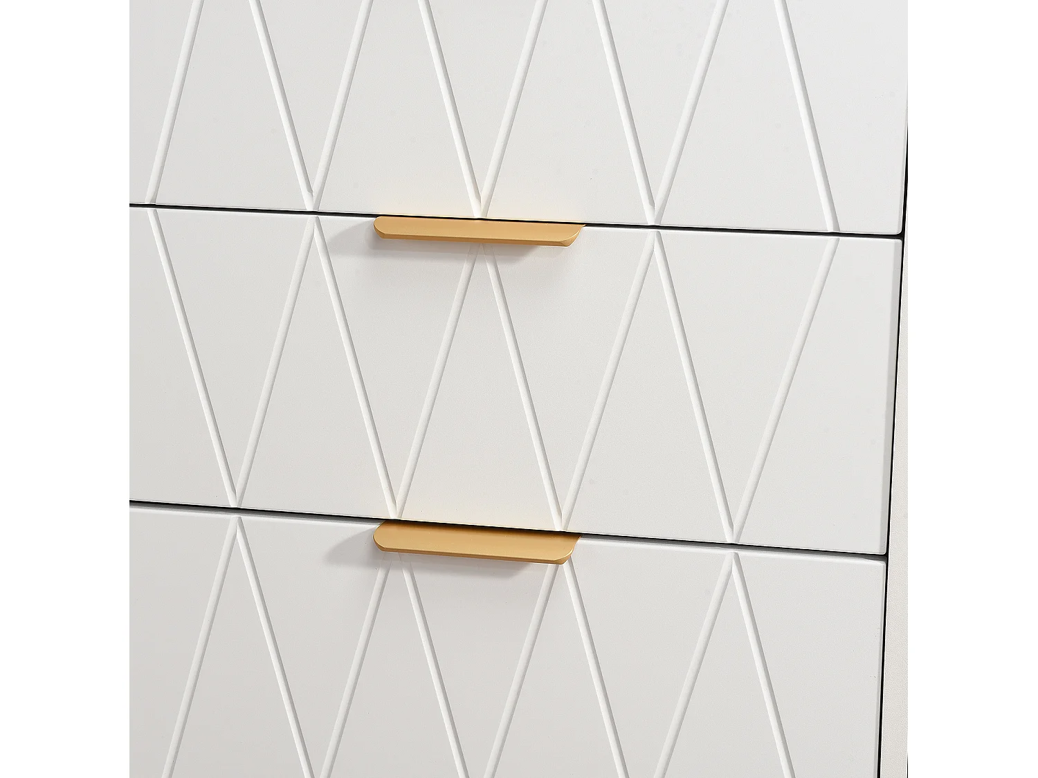 Credenza bassa con 6 cassetti - Cassettiera - Legno MDF e metallo dorato - 100 x 34 x 73 cm - Bianco