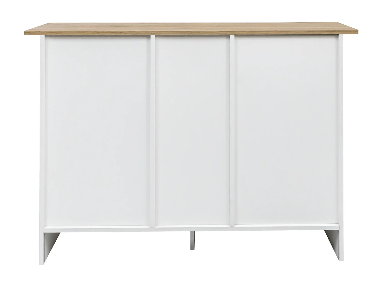 Buffet en bois blanc - Somubi - avec 2 portes et 3 tiroirs - poignées argentées - étagères réglables - 116 x 35 x 81 cm