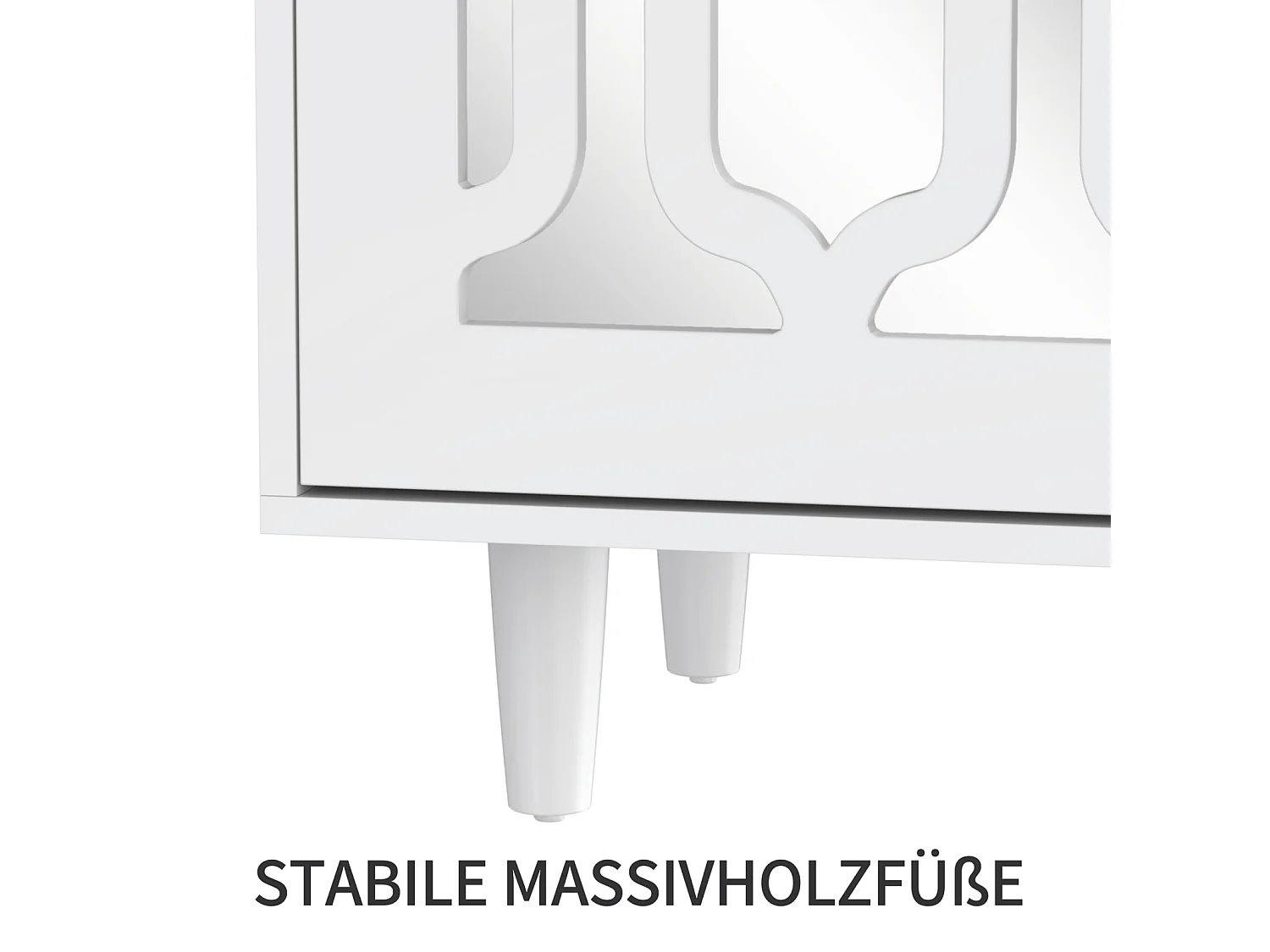 Dressoir 147,5x40x102cm, met 2 deuren en 4 laden, deur met glas voor woonkamer, eetkamer, wit