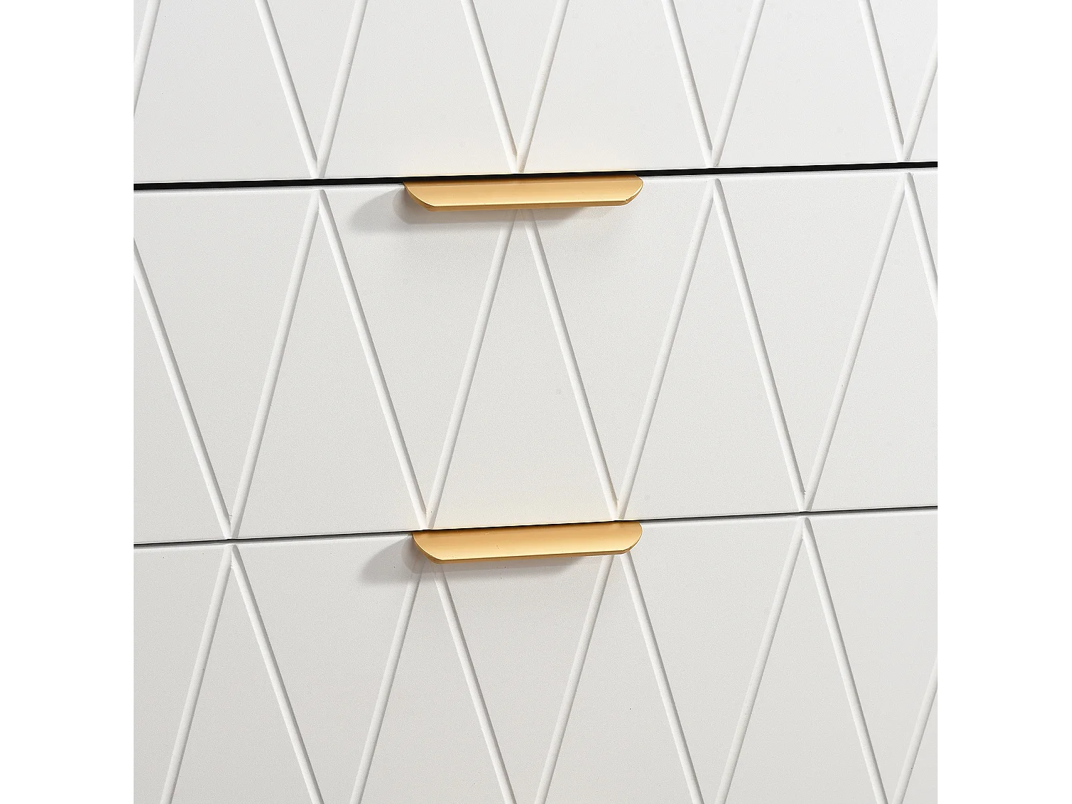 Aparador bajo con 6 cajones - Cómoda - Madera MDF y metal dorado - 60 x 34 x 90 cm - Blanco