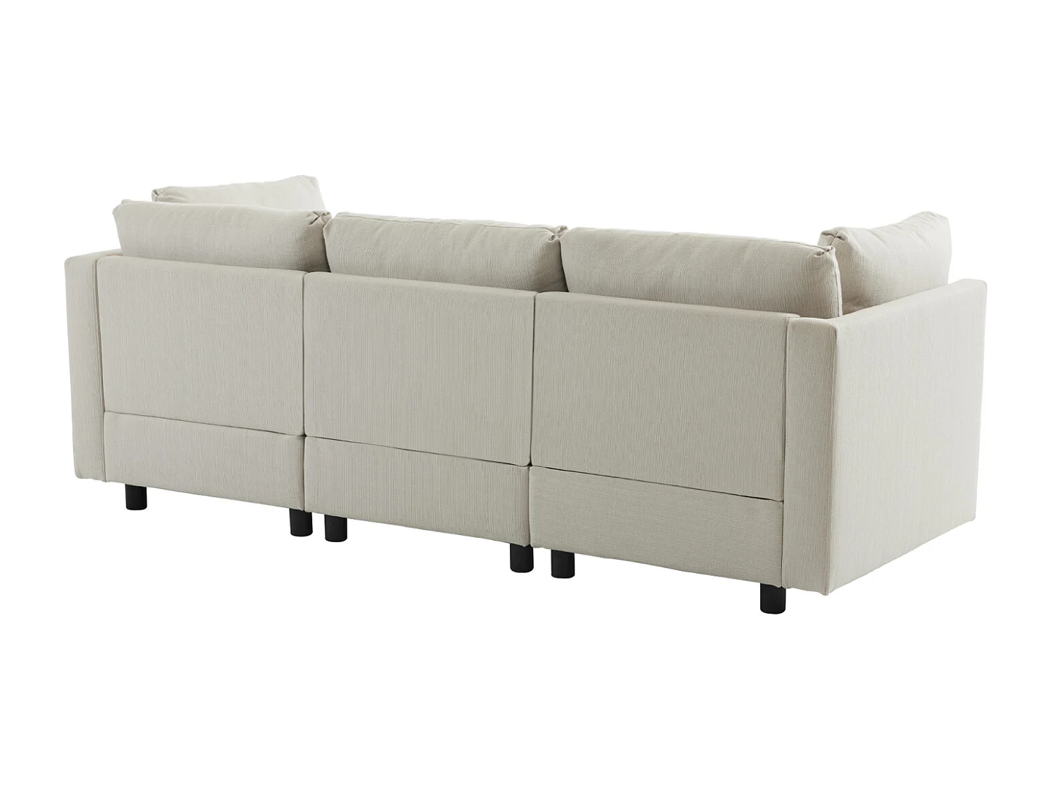 3-4-zits hoekbank, L-vormig gestoffeerd meubilair, linnen stof, 220x83x81cm, beige