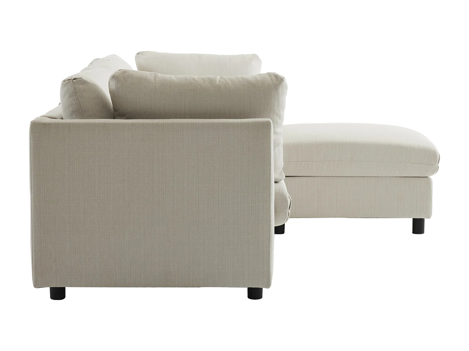 Canapé d'angle 3-4 places, meubles rembourrés en forme de L, tissu en lin, 220x83x81cm, beige