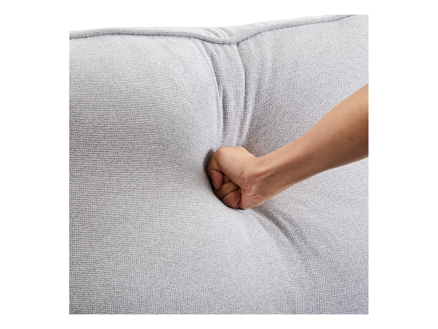 Sofá de 4 plazas, 264x83x87cm, tejido de lino, con bolsillos en reposabrazos y 4 cojines, estilo sencillo, para salón, gris claro