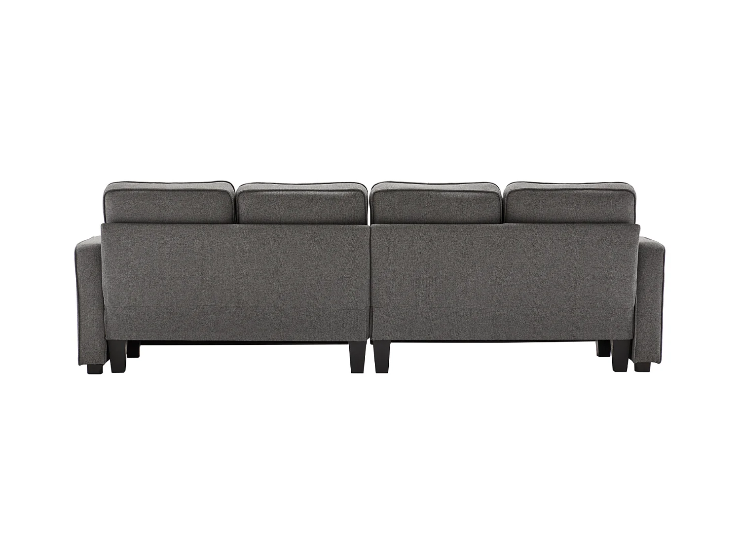 Sofá de 4 plazas, 264x83x87cm, tejido de lino, con bolsillos en los reposabrazos y 4 cojines, estilo sencillo, para salón, gris oscuro