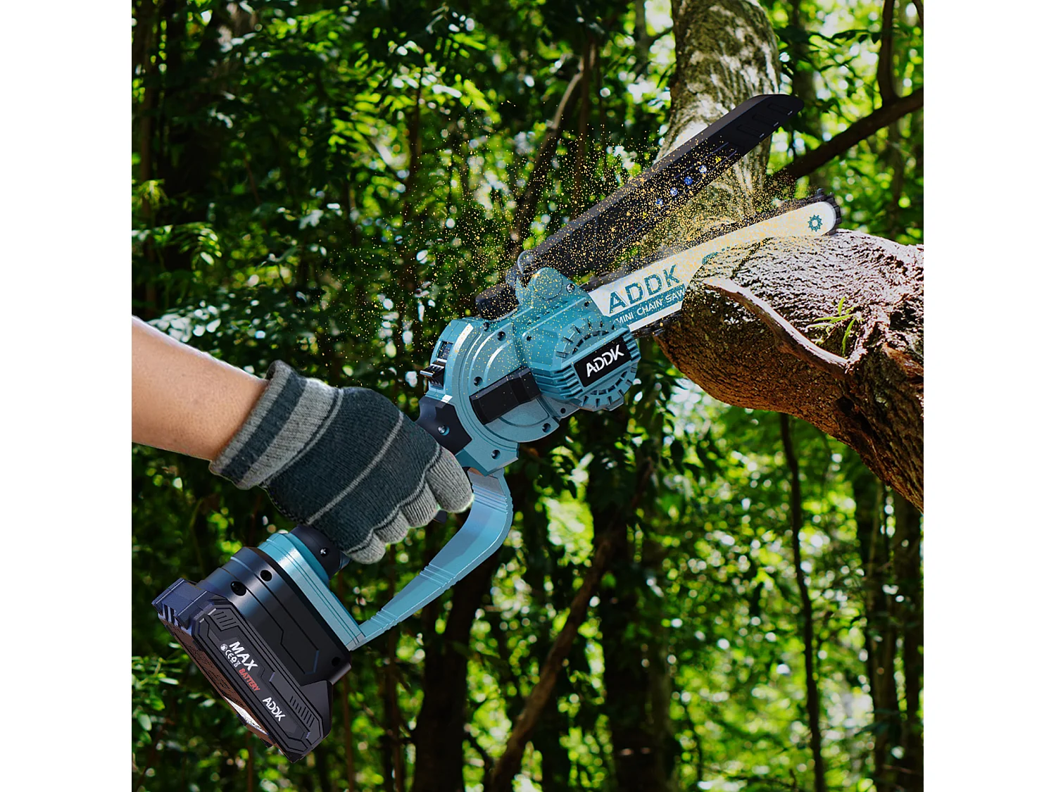 Tronçonneuse, mini scie 8", mini scie à bois portable 21 V 450 W, tronçonneuse électrique 8", 4 tronçonneuses – Bleu