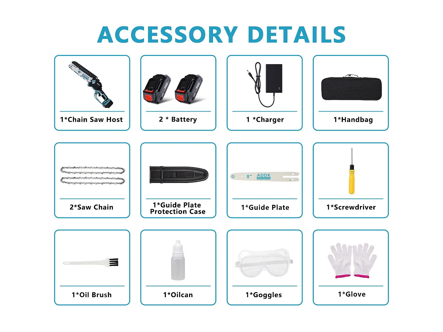 Tronçonneuse, mini scie 8", mini scie à bois portable 21 V 450 W, tronçonneuse électrique 8", 4 tronçonneuses – Bleu