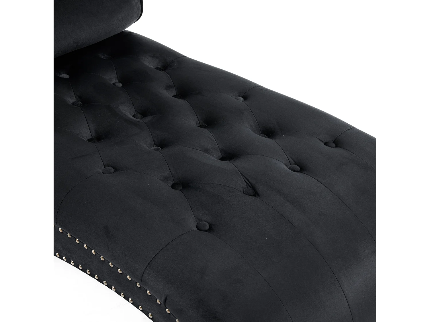 Relaxfauteuil, oppervlak voorzien van grippunten en zijkanten met koperen spijkers. Met lendenkussen - 140x87x63,5cm - Zwart