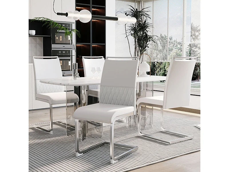 Chaise de salle à manger moderne lot de 4 - cuisine, chaise de bureau - blanc