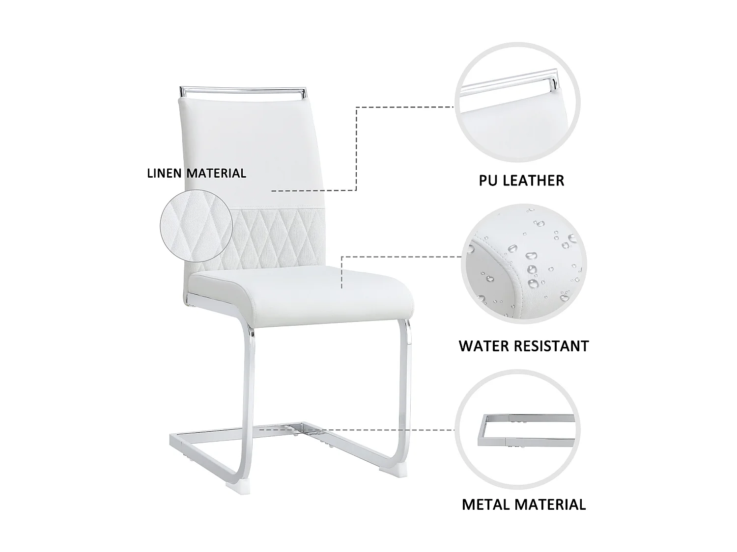 Chaise de salle à manger moderne lot de 4 - cuisine, chaise de bureau - blanc