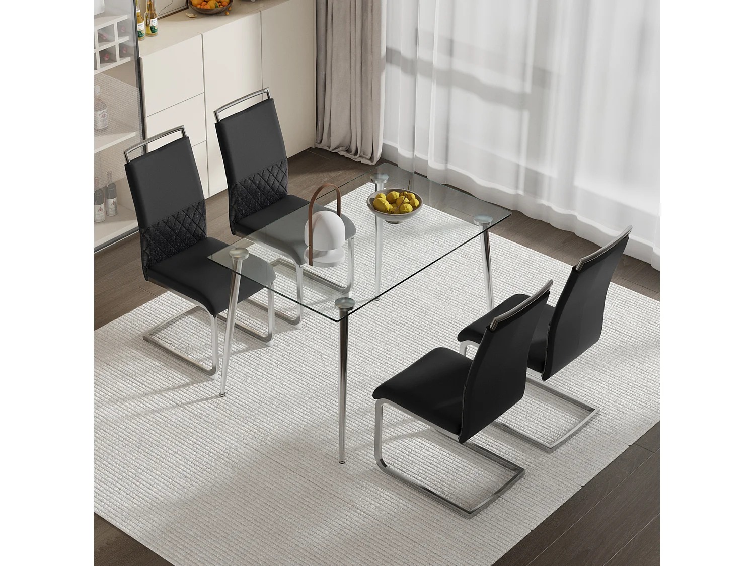 Chaise de salle à manger moderne lot de 4 - cuisine, chaise de bureau - noir