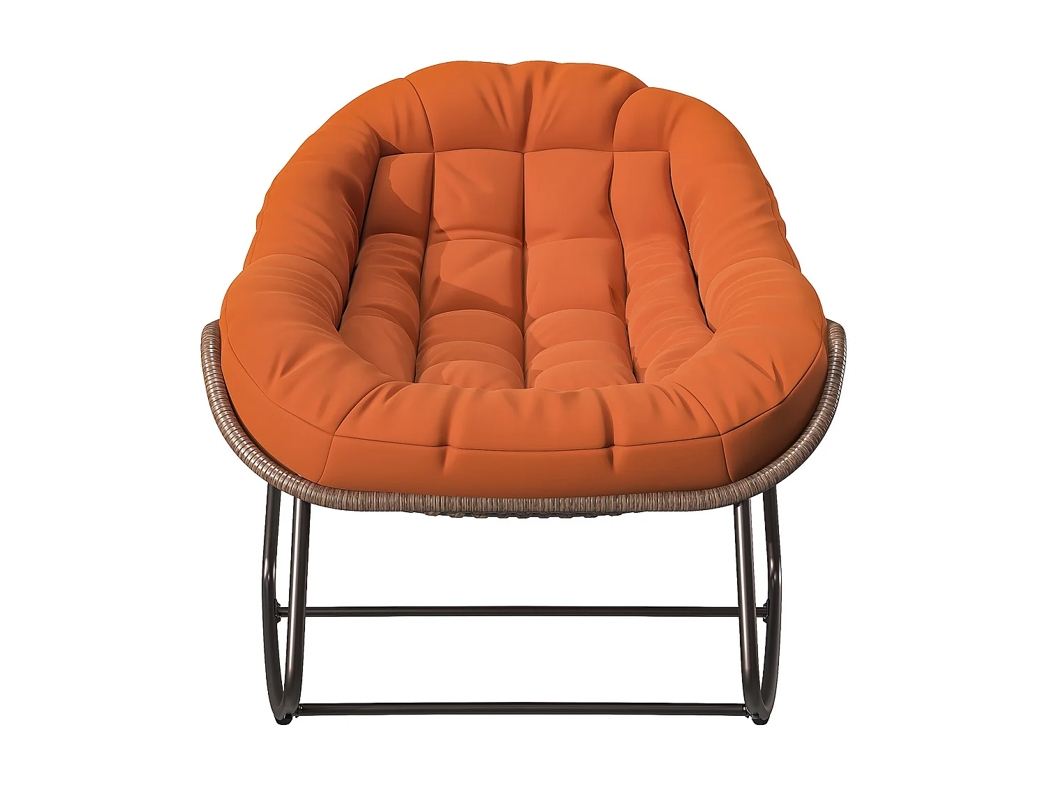 Poltrona relax, Semplice sedia a dondolo in rattan, Arancione, 90 x 105 x 80 cm