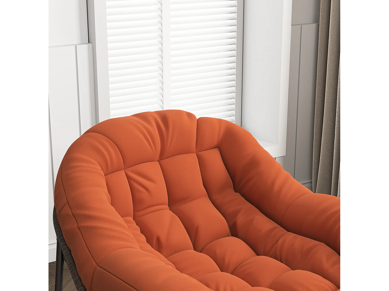 Poltrona relax, Semplice sedia a dondolo in rattan, Arancione, 90 x 105 x 80 cm