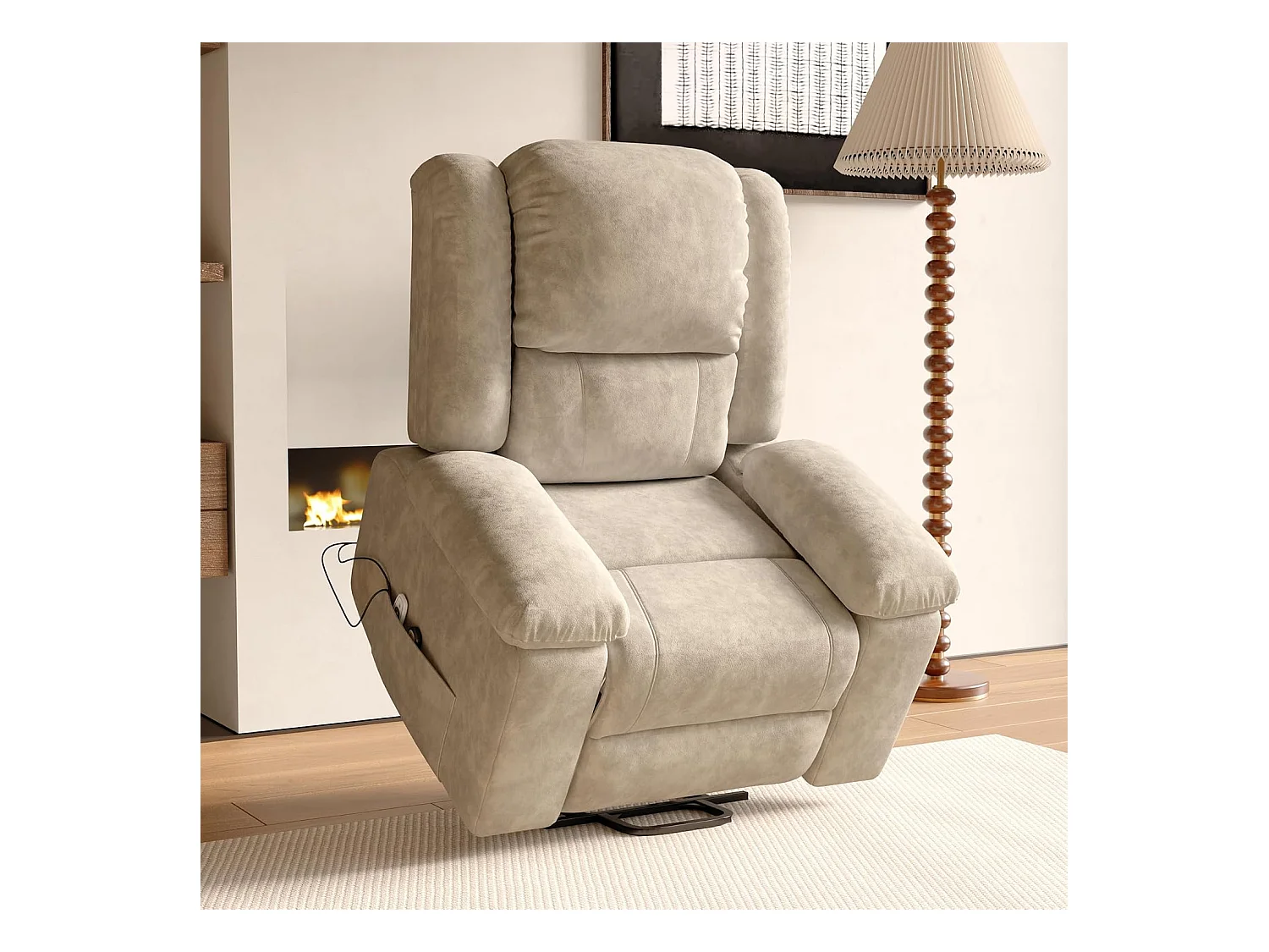 Fauteuil relax électrique en inclinable en Tissu - Girs - L93 x W102 x H106 cm - Gris