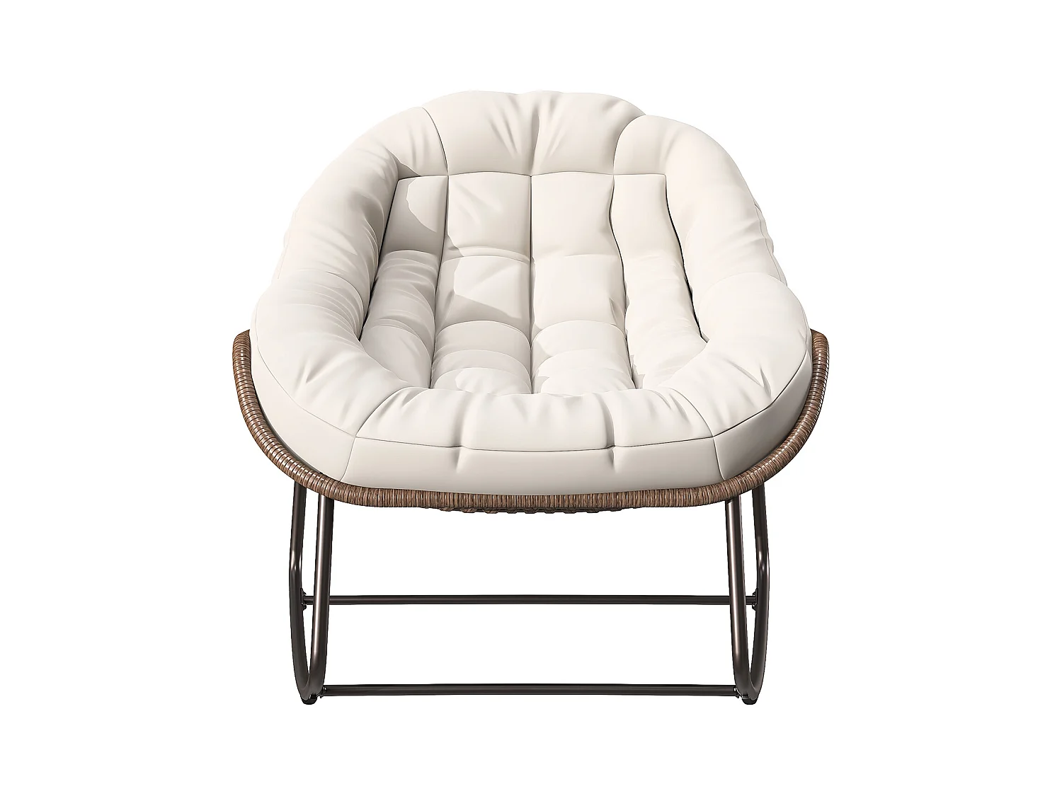 Fauteuil relax,Chaise à bascule en rotin simple,chaise en rotin tissée à la main, rotin, tissu imperméable, beige, 90 x 105 x 80 cm