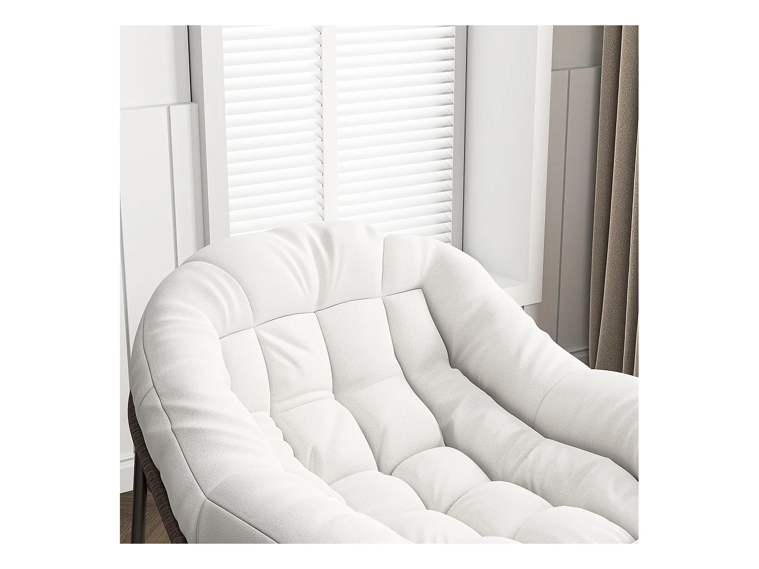 Fauteuil relax,Chaise à bascule en rotin simple,chaise en rotin tissée à la main, rotin, tissu imperméable, beige, 90 x 105 x 80 cm