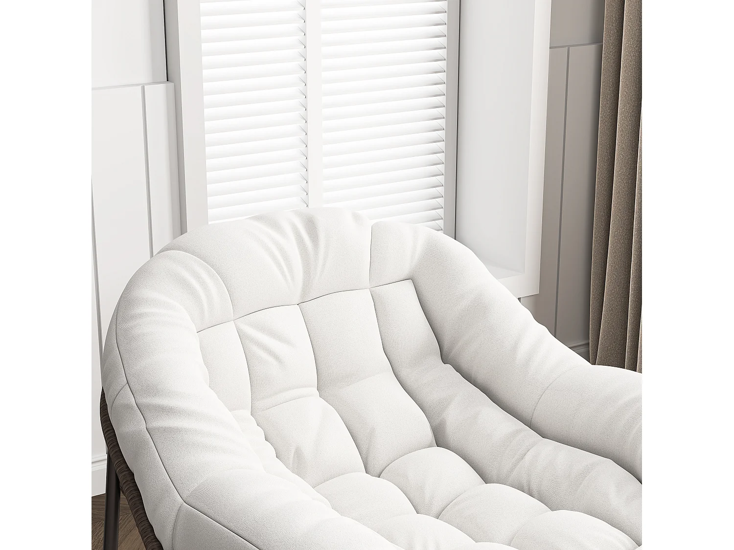 Fauteuil relax,Chaise à bascule en rotin simple,chaise en rotin tissée à la main, rotin, tissu imperméable, beige, 90 x 105 x 80 cm