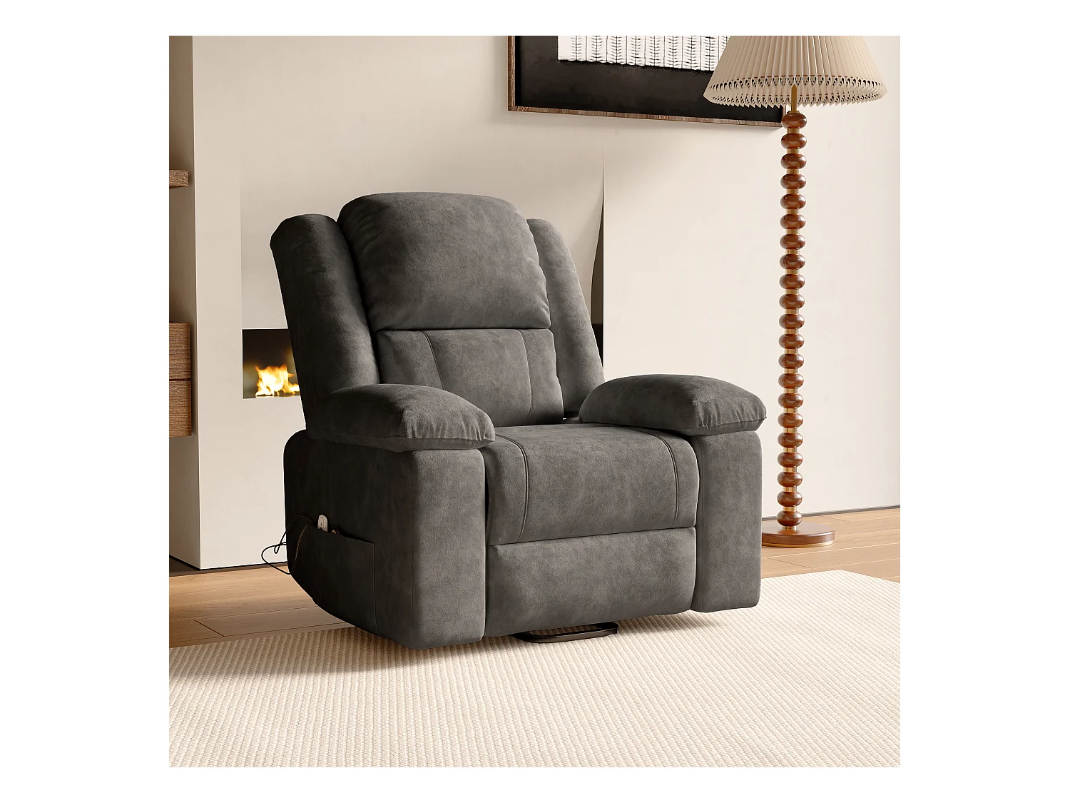 Fauteuil relax Fauteuil de massage - réglage électrique, fauteuil de massage avec vibrations et chaleur, poches latérales - Gris