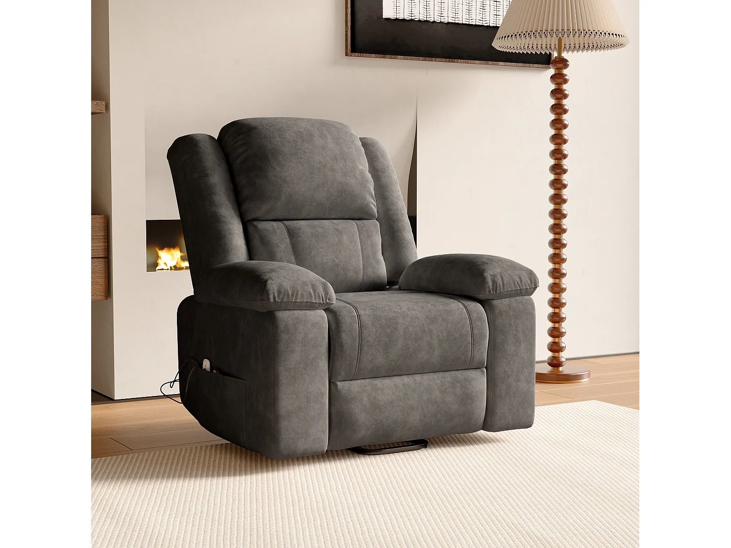 Fauteuil relax Fauteuil de massage - réglage électrique, fauteuil de massage avec vibrations et chaleur, poches latérales - Gris