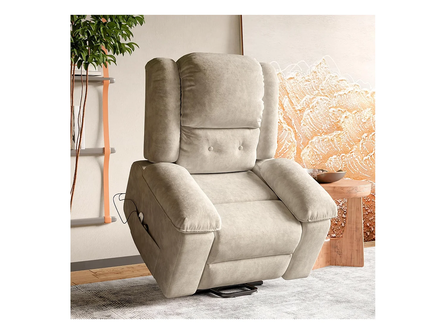Fauteuil relax électrique en inclinable en Tissu - Girs - L93 x W102 x H106 cm - Gris 1