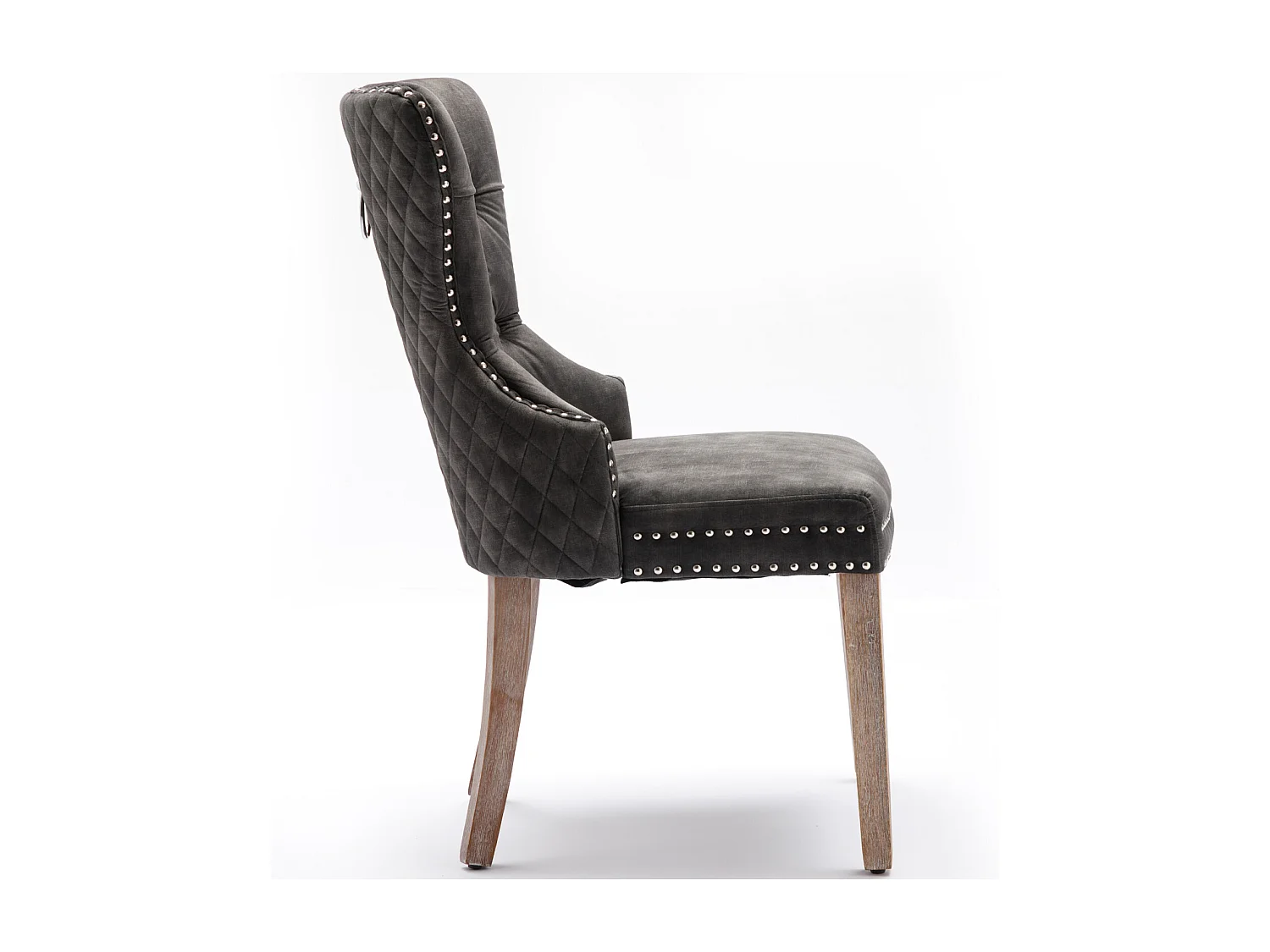 Set van 4 eetkamer-, keuken- en woonkamerstoelen Gestoffeerde stoel Massief houten poten - 53,5x64x95cm Grijs