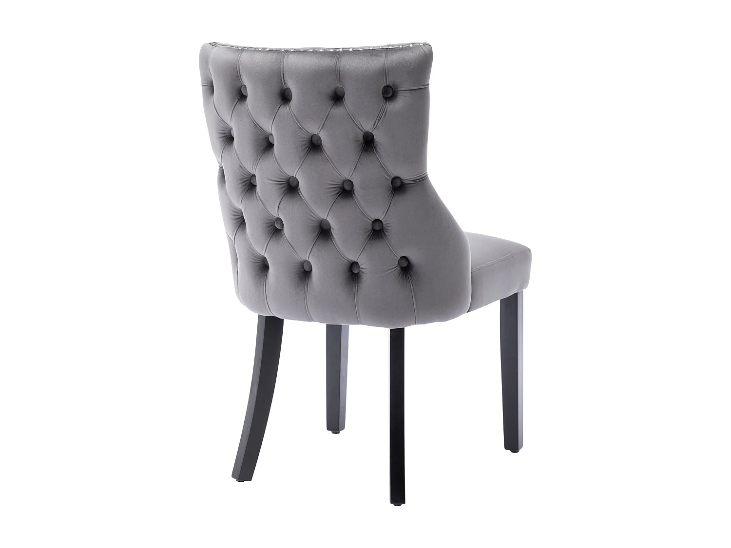 Lot de 2 chaises velours gris - Chaise 4 pieds avec piqûre de bouton structure en bois massif pour salle à manger - 91x50x49cm