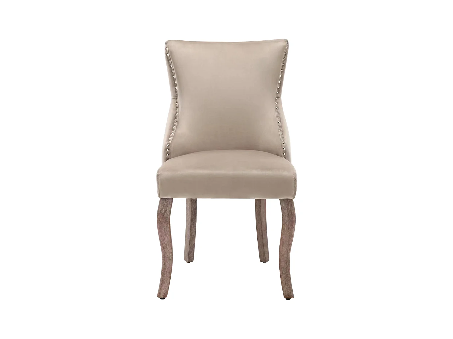 Lot de 2 chaises velours beige - Chaise 4 pieds avec piqûre de bouton structure en bois massif pour salle à manger - 91x50x49cm