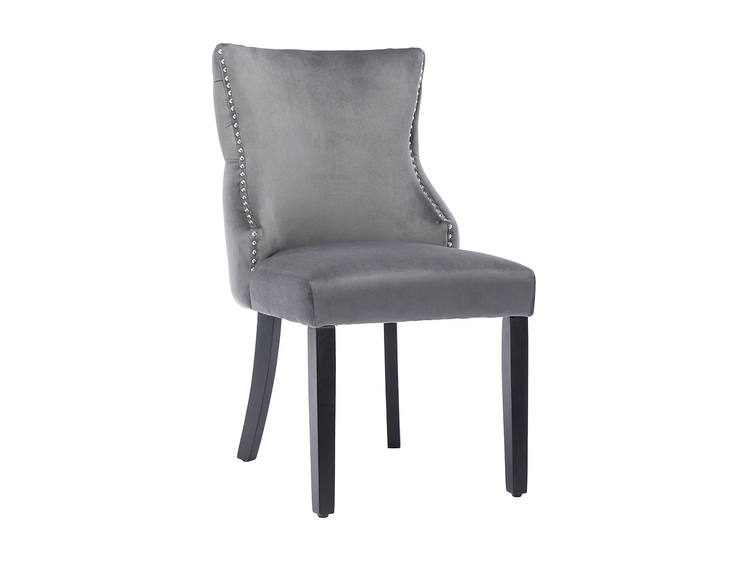 Set di 4 sedie in velluto grigio - sedia a 4 gambe con cuciture a bottoni, struttura in legno massello per sala da pranzo - 91x50x49cm