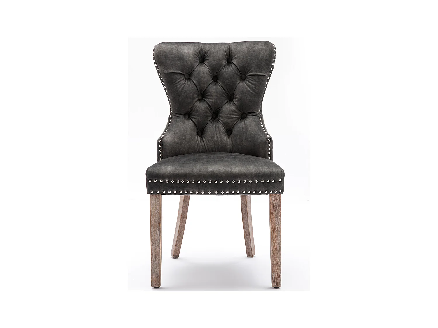 Set van 6 eetkamer-, keuken- en woonkamerstoelen Gestoffeerde stoel Massief houten poten - 53,5x64x95cm Grijs