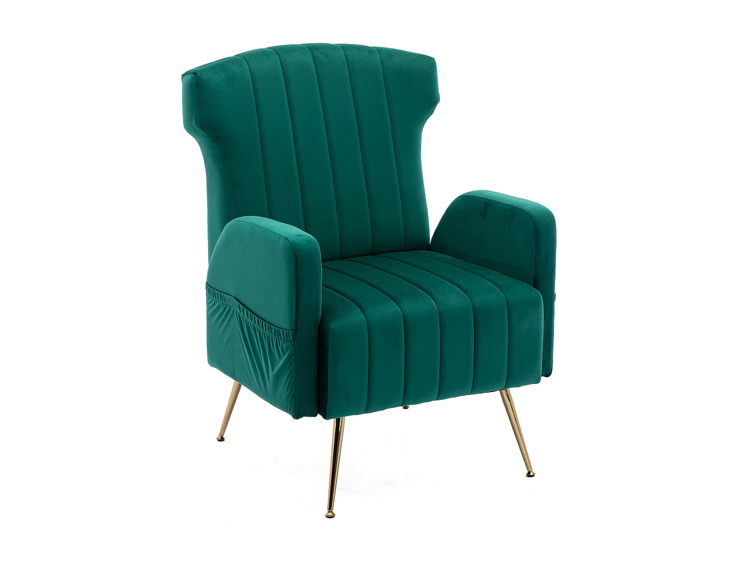 Chaise d'appoint ,chaise simple de loisir, avec pieds dorés, vert