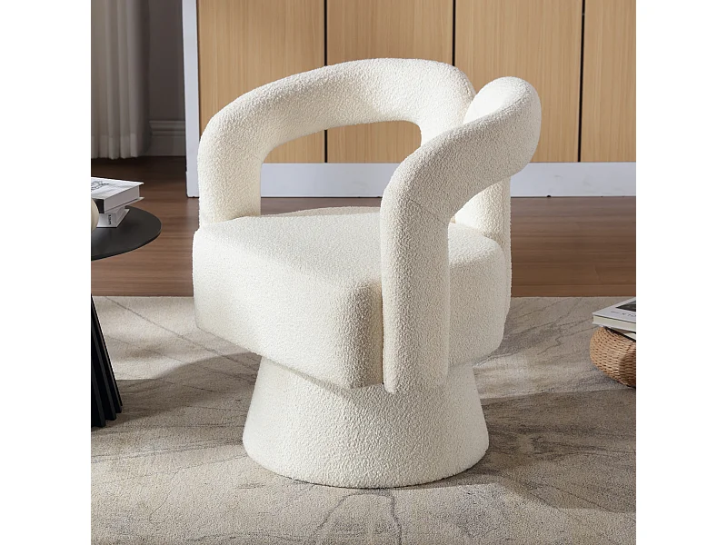 Fauteuil simple, rembourrage en tissu moelleux, chaises d'appoint pivotantes à 360 degrés, pour salon, chambre, beige