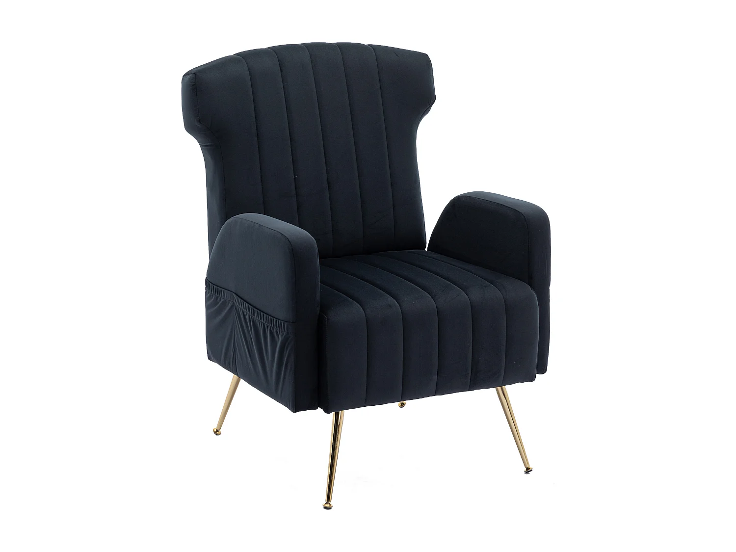 Chaise d'appoint ,chaise simple de loisir, avec pieds dorés, noir