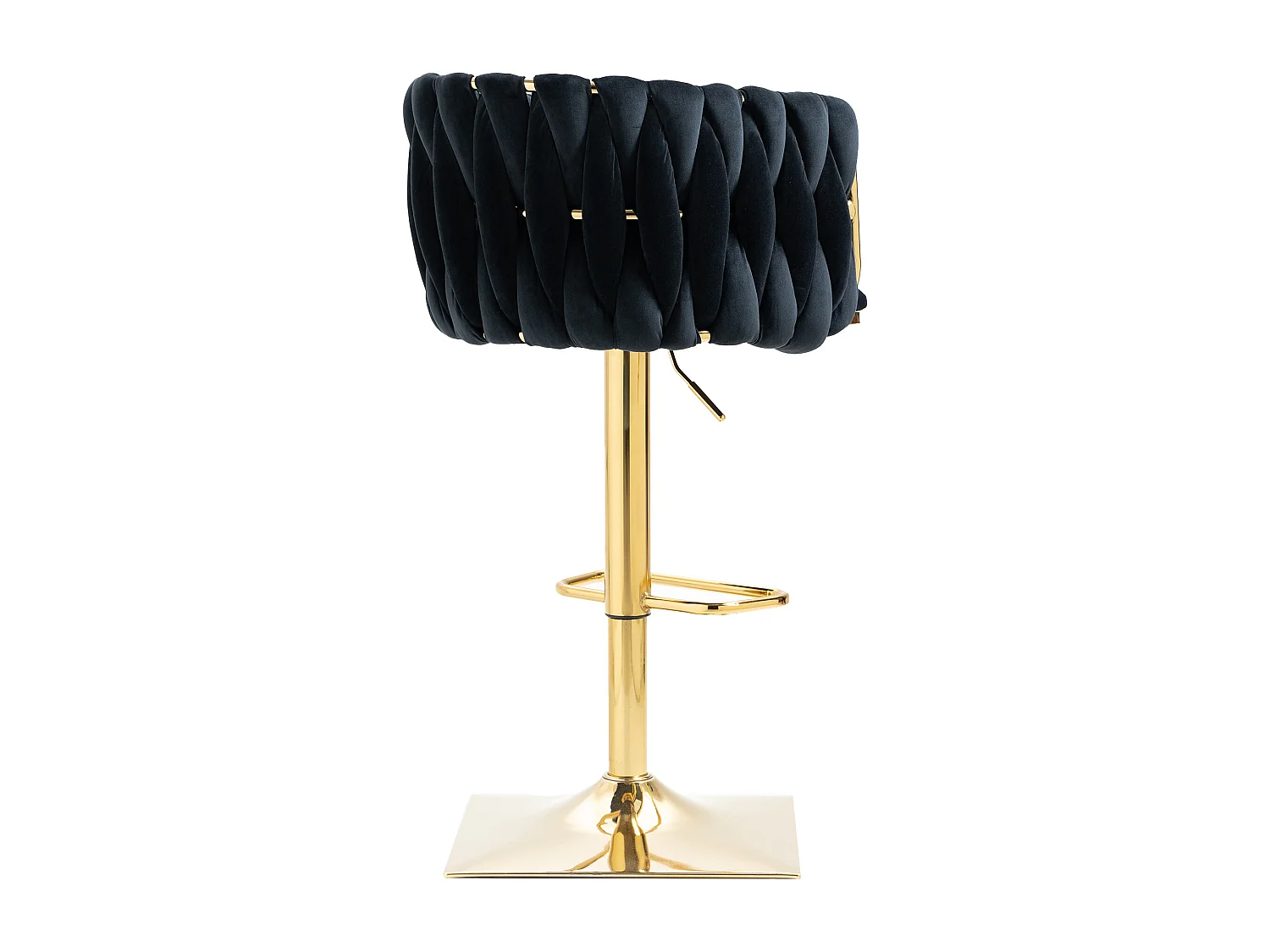 Lot de 2 tabourets de bar, pivotante,  réglable en hauteur avec dossier et repose-pieds, pied en metal, 53x51x83-105cm, noir