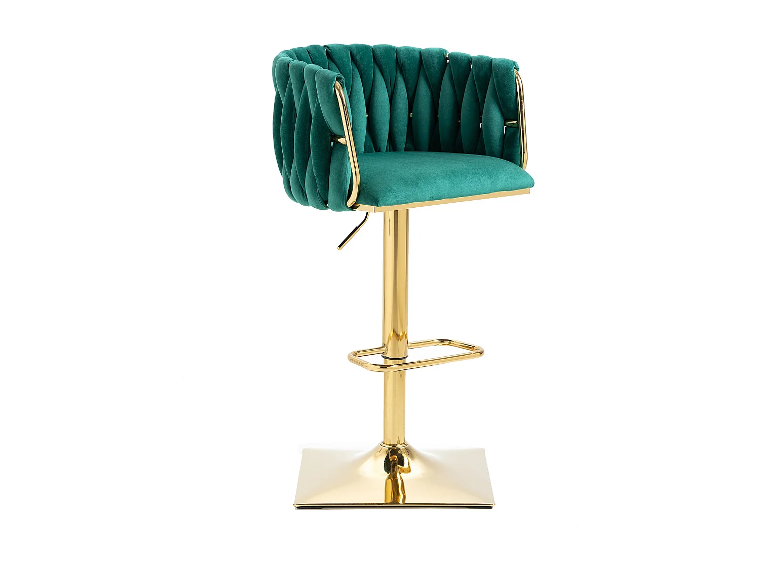 Set van 2 barkrukken, draaibaar, in hoogte verstelbaar met rugleuning en voetensteun, metalen poten, 53x51x83-105cm, groen