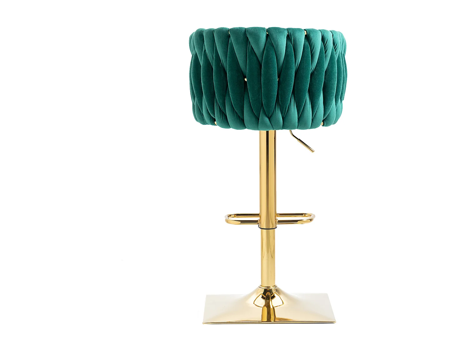 Lot de 2 tabourets de bar, pivotante,  réglable en hauteur avec dossier et repose-pieds, pied en metal, 53x51x83-105cm, vert