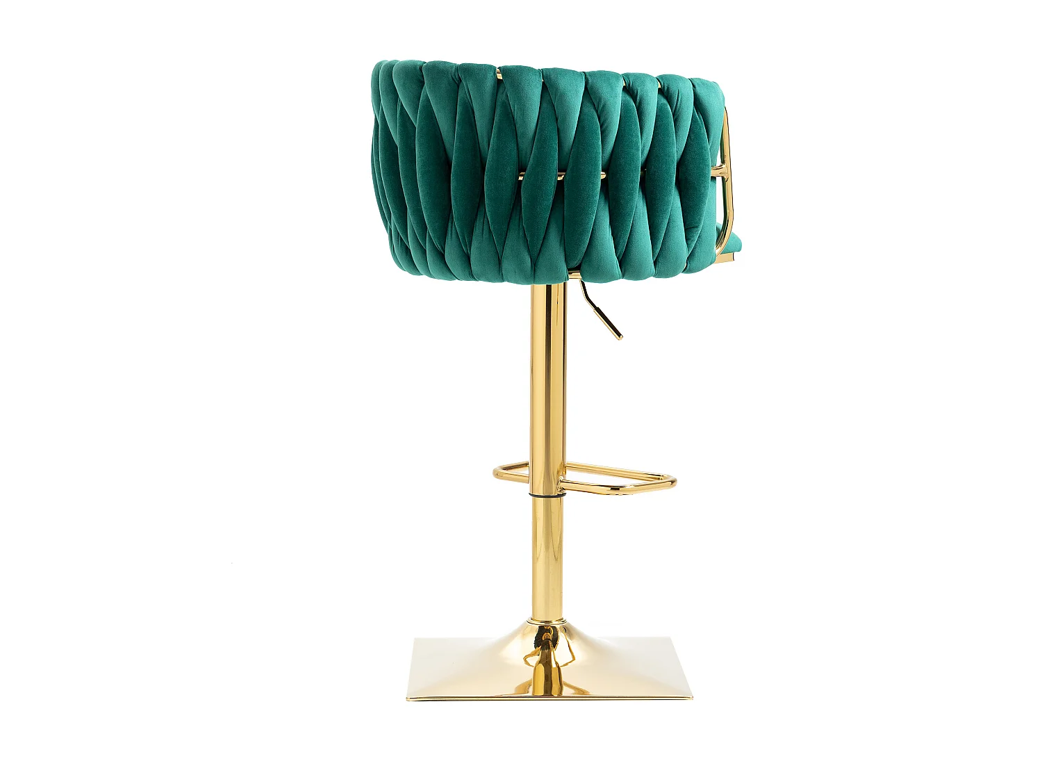 Lot de 2 tabourets de bar, pivotante,  réglable en hauteur avec dossier et repose-pieds, pied en metal, 53x51x83-105cm, vert