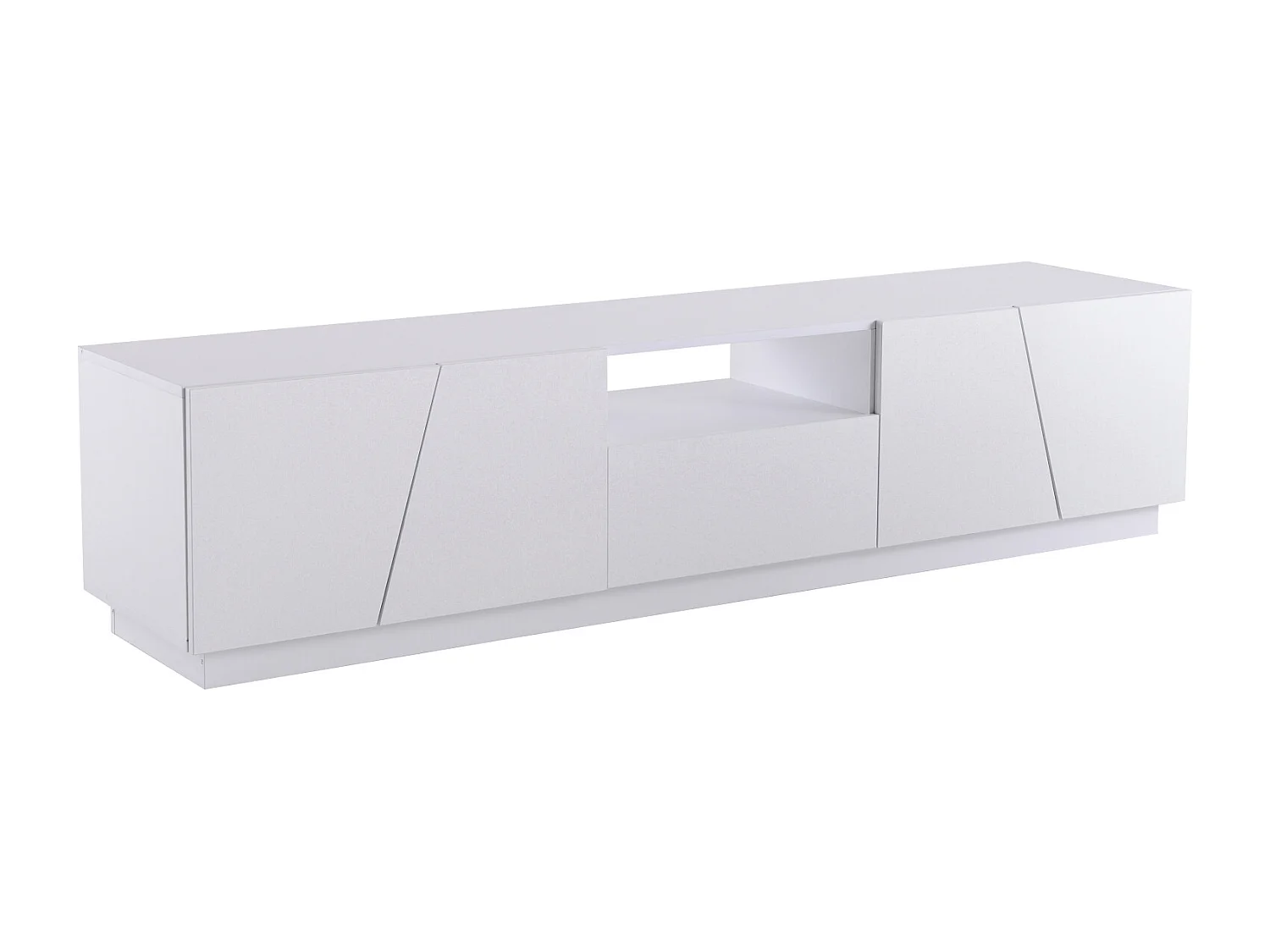 TV-meubel 170 cm, met lade, 4 deuren, open vak, Scandinavische stijl, TV-ladekast - Wit