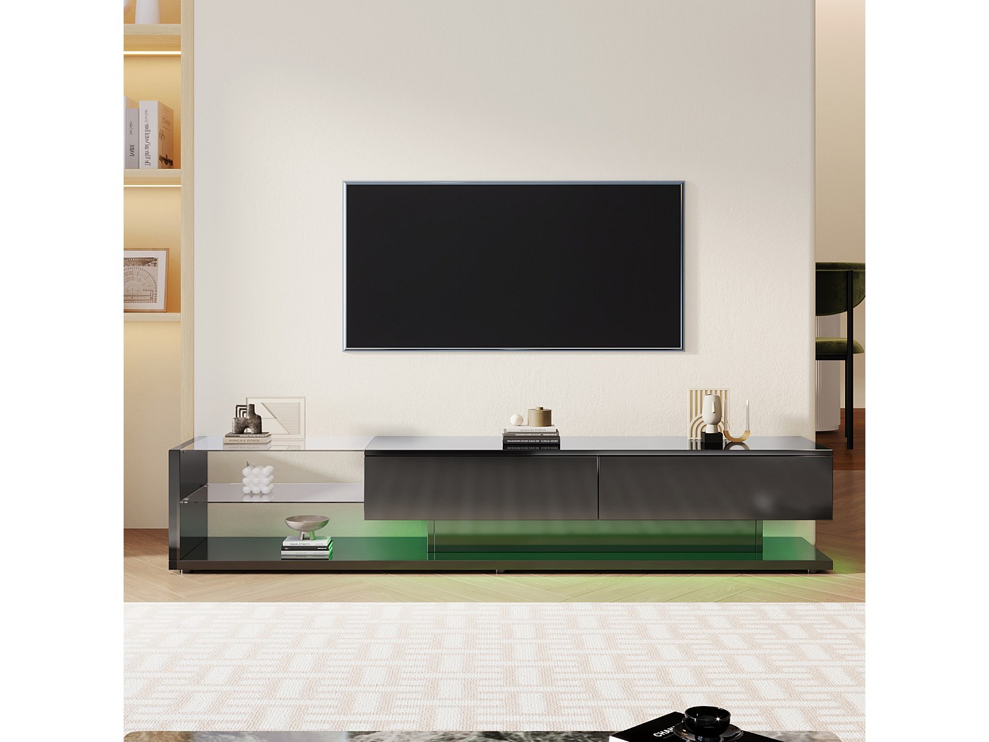 Mobile porta tv 120 cm in legno naturale e rattan - Nilde