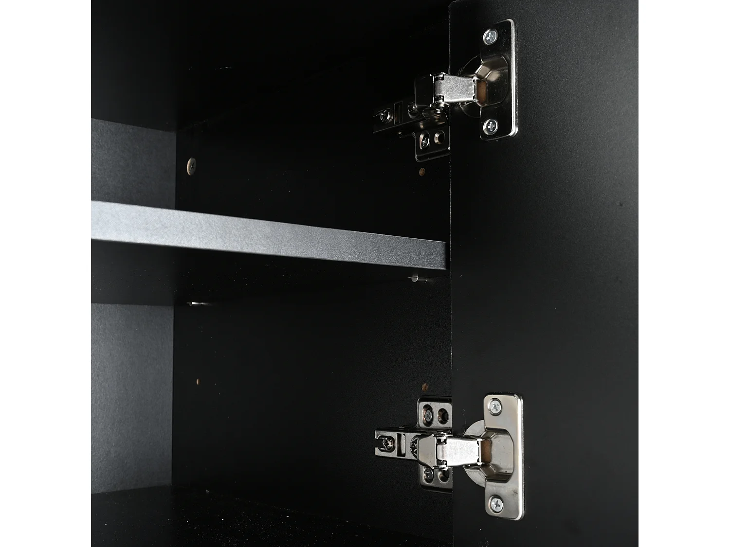 Mueble de TV 190x38x48cm - Mueble con 4 puertas, patas de mesa doradas, diseño de puerta ranurada - Negro