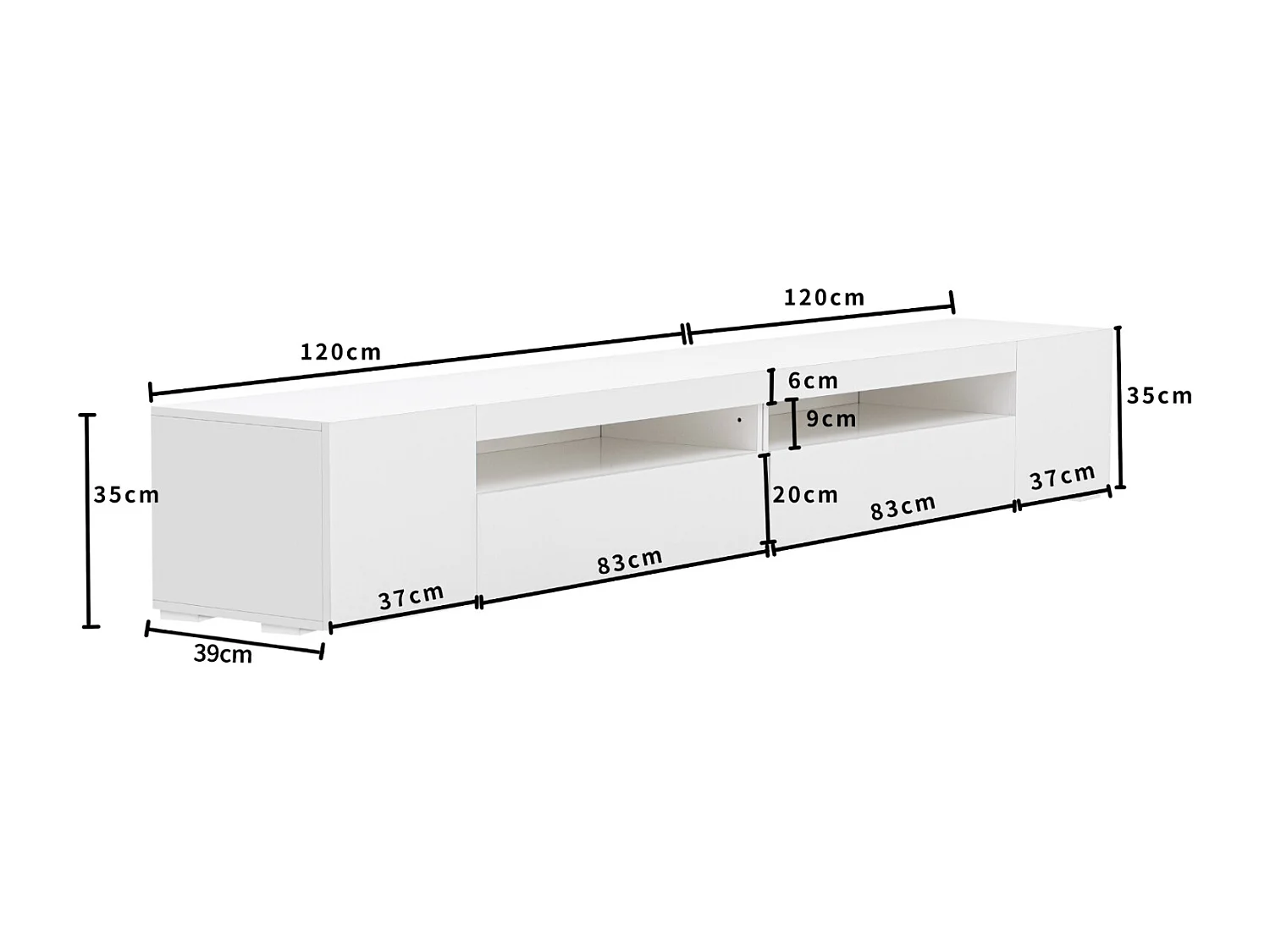 Mueble de TV moderno blanco con panel de luz y iluminación LED regulable para sala de estar y comedor, 240 cm (panel brillante, no brillante)