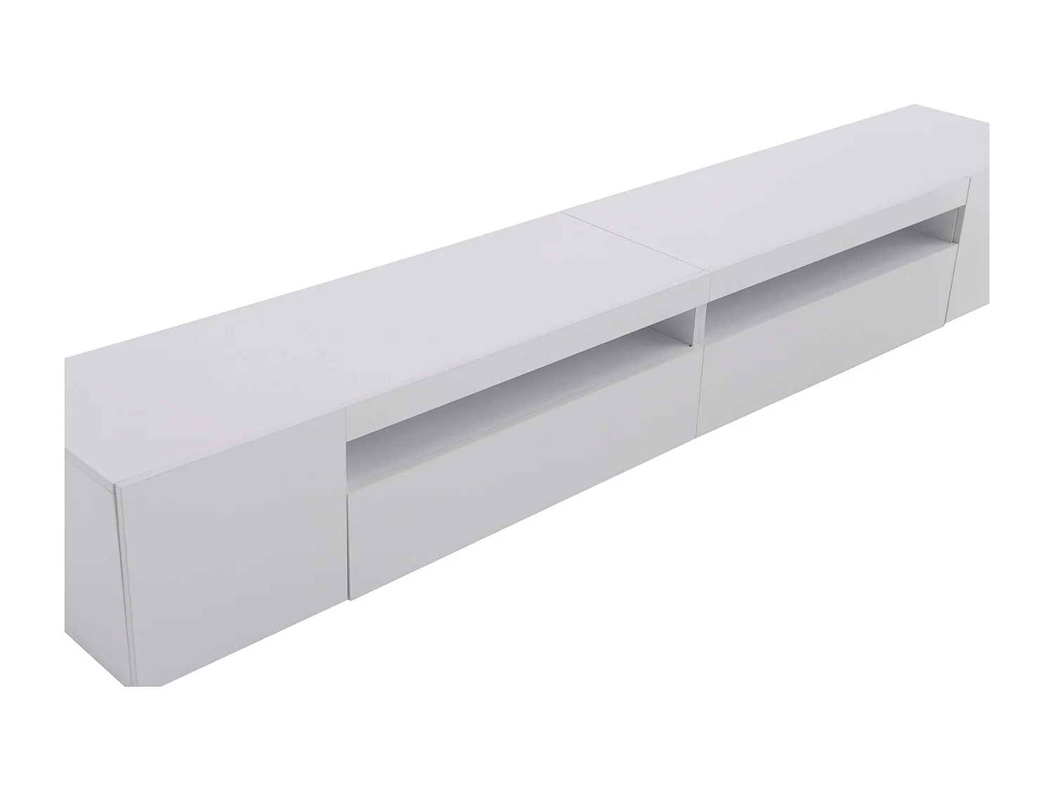 Meuble TV moderne blanc, panneau lumineux, éclairage LED variable, salon et salle à manger 240cm (panneau brillant, pas brillant)