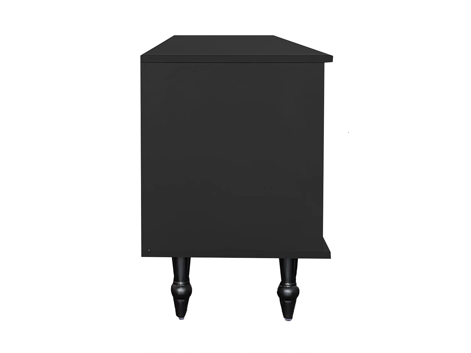 Mobile TV da 175 cm, con 4 ante in rattan, 2 cassetti, gambe in metallo, maniglia in metallo, stile scandinavo, mobile per soggiorno - Nero