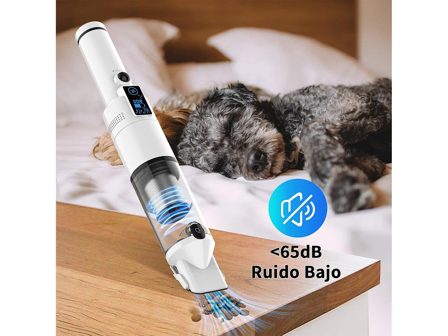 Aspiradora de mano inalámbrica recargable VICSONIC, 2000 mAh, 13000 Pa, portátil, color blanco