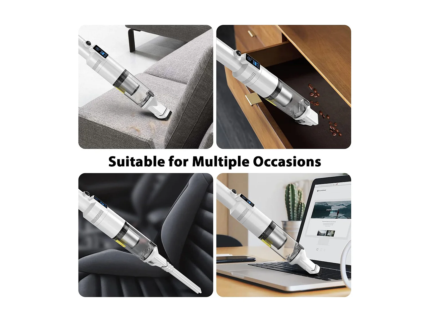 Aspirador de pó portátil sem fio recarregável VICSONIC 2000mAh 13000pa - Branco