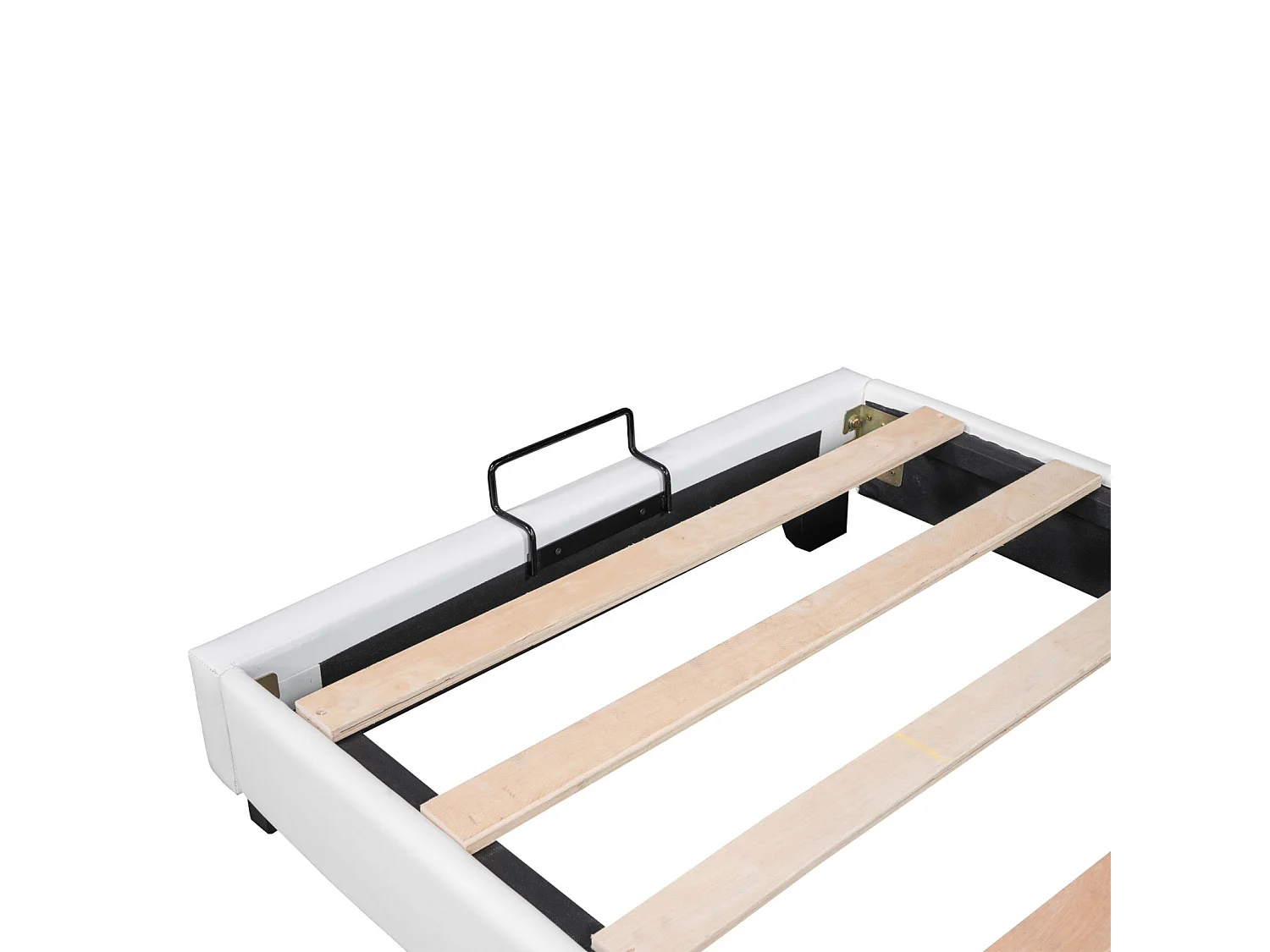 Lit Simple Capitonné 90x200cm - Lit d'Enfant avec Tête de Lit en Forme d'Oreille de Lapin + Sommier à Lattes + Pieds Surélevés -Blanc