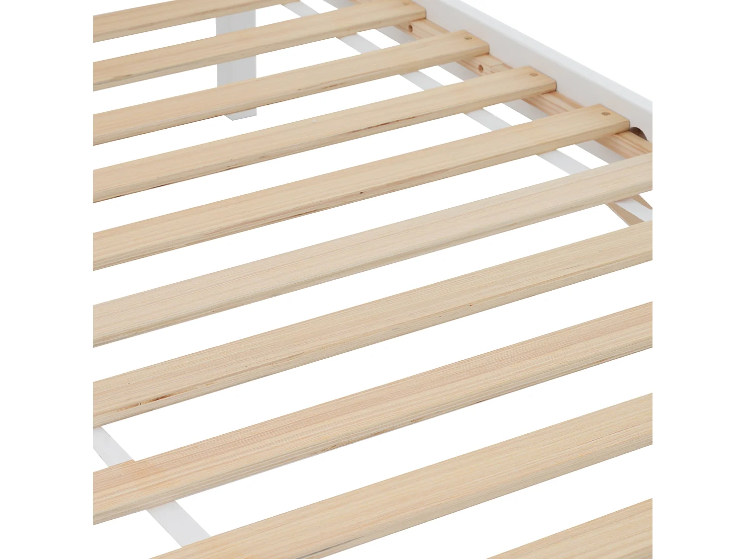 Letto singolo in legno - struttura in pino con testiera color block e rete a doghe - letto in MDF bianco 90x200cm