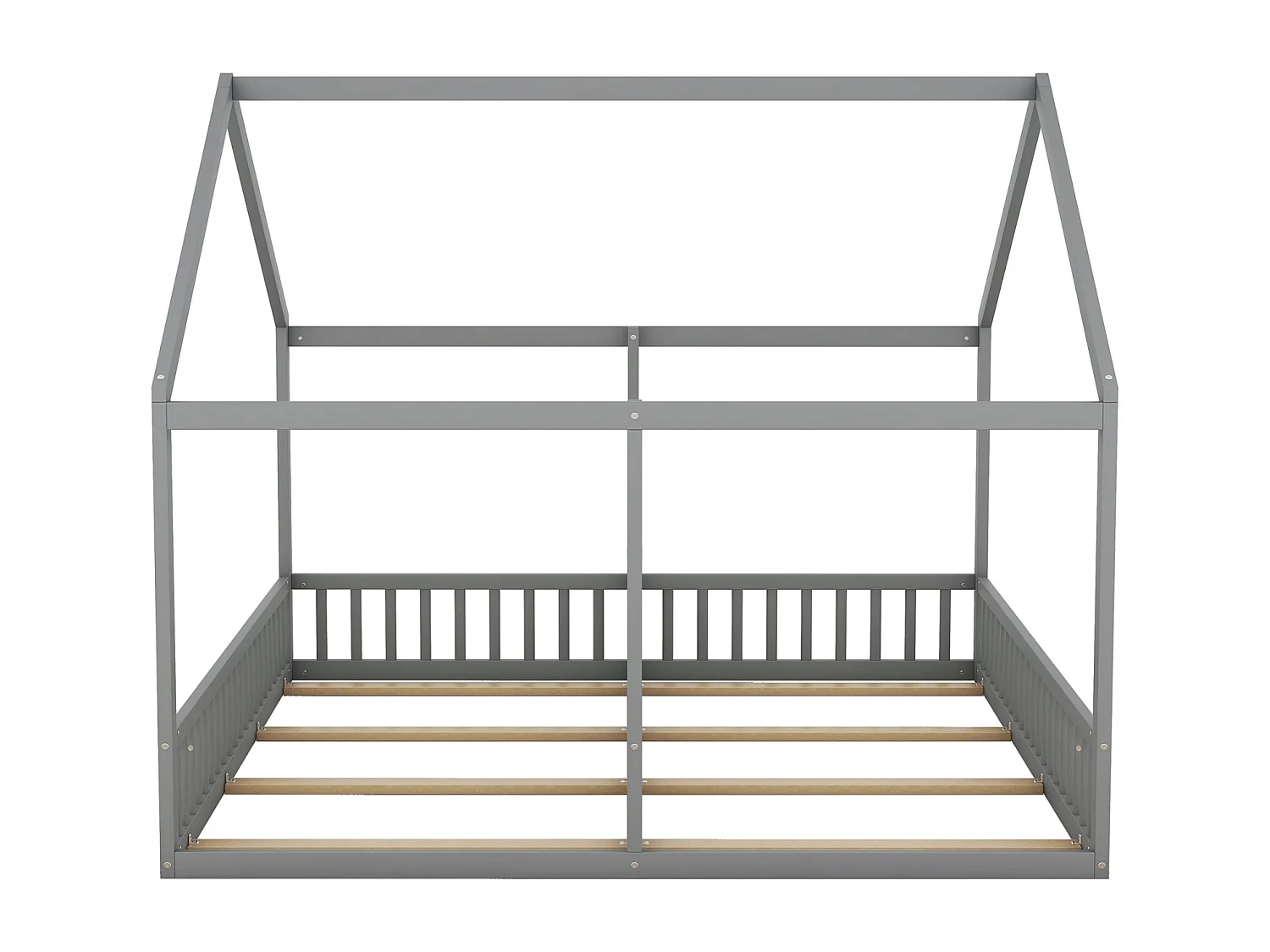 Lit cabane pour 2 enfants 90x200cm - lits plats modèles de maison lits 2 couchage 2 en 1 - gris